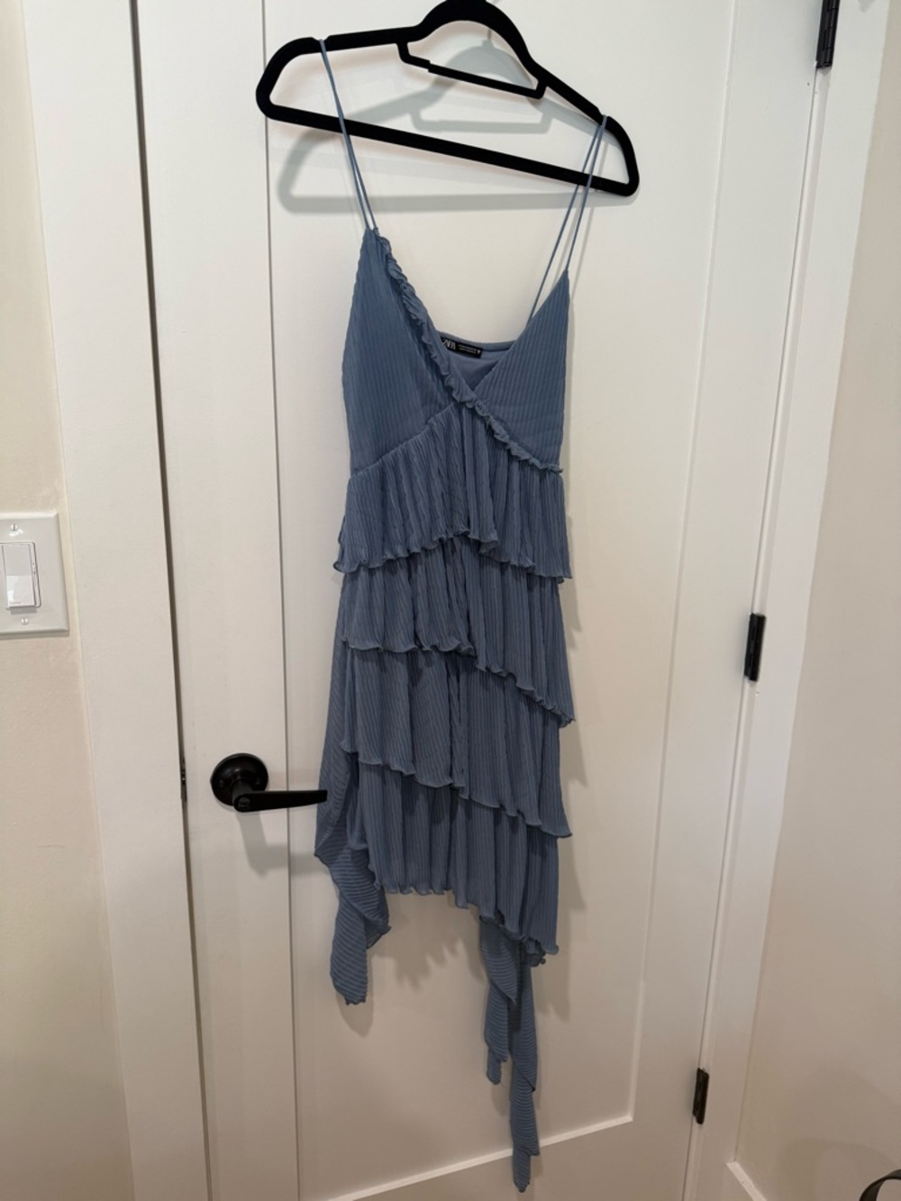 Zara Light Blue Pleated Slip Dress